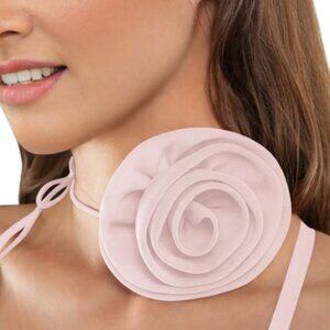 Azazie Chiffon Rose Neck Tie Blushing Pink